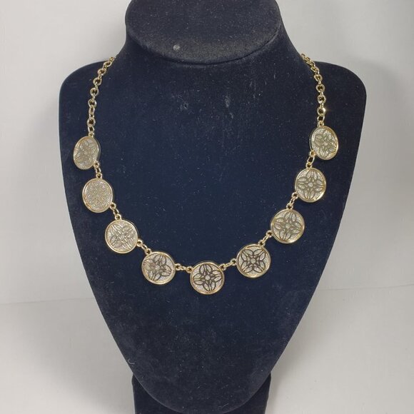 Charter Club Gold-Tone Flower Necklace with Glitter Medallion Frontal - Women - Picture 7 of 7